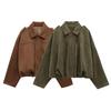 Womens Winter Fashion Faux Suede Bomber Jacket Casual Streetwear Outerwear