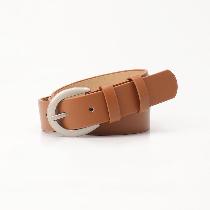 Womens Simple Designer Leather Belt With Polished Alloy Buckle For Casual And Formal Looks