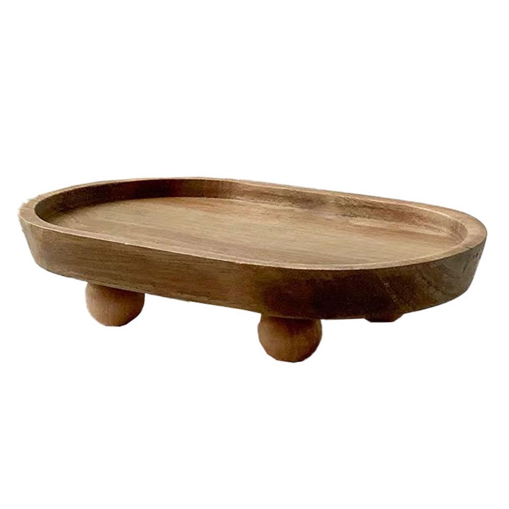 Restaurant Home Wooden Tray Round Elliptical Aromatherapy Ornament Tray Creative Wooden Tray Cake Dessert Plate