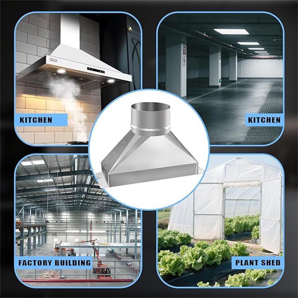 Rectangular To Round Duct Transition Galvanized Steel 3-1/4 Inch X 10 Inch HVAC Connector Microwave Vent Kit Replacement Parts