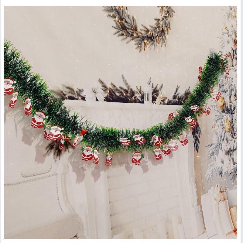 Christmas Dark Green White Edge Tinsel with Feather Strip and Madder Encryption