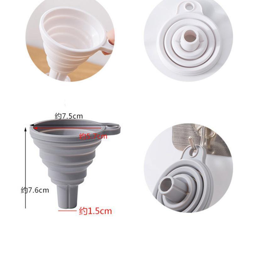 1 Pcs Silicone Folding Funnel Retractable Household Liquid Sub-mini Funnel White Grey Funnel Kitchen Gadget