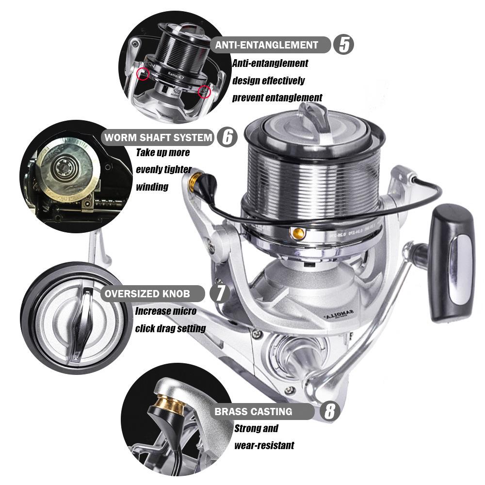 Weitwurf-Spinnrolle: Seewasserfestes Strand- und Meeresangeln 8000-12000 Modell