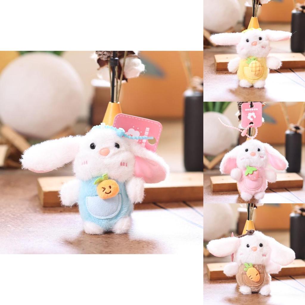 Cute Fruit Bunny Plush Keychain With Soft Polyester Fill For Bag Decoration