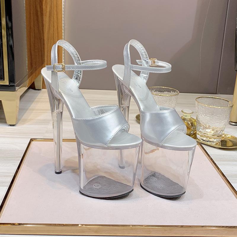 Damskie sandały na bardzo wysokiej szpilce 20 cm - Seksowne, wodoodporne obcasy do nieba na lato, ultracienkie, super wysokie buty na imprezę i do klubu nocnego