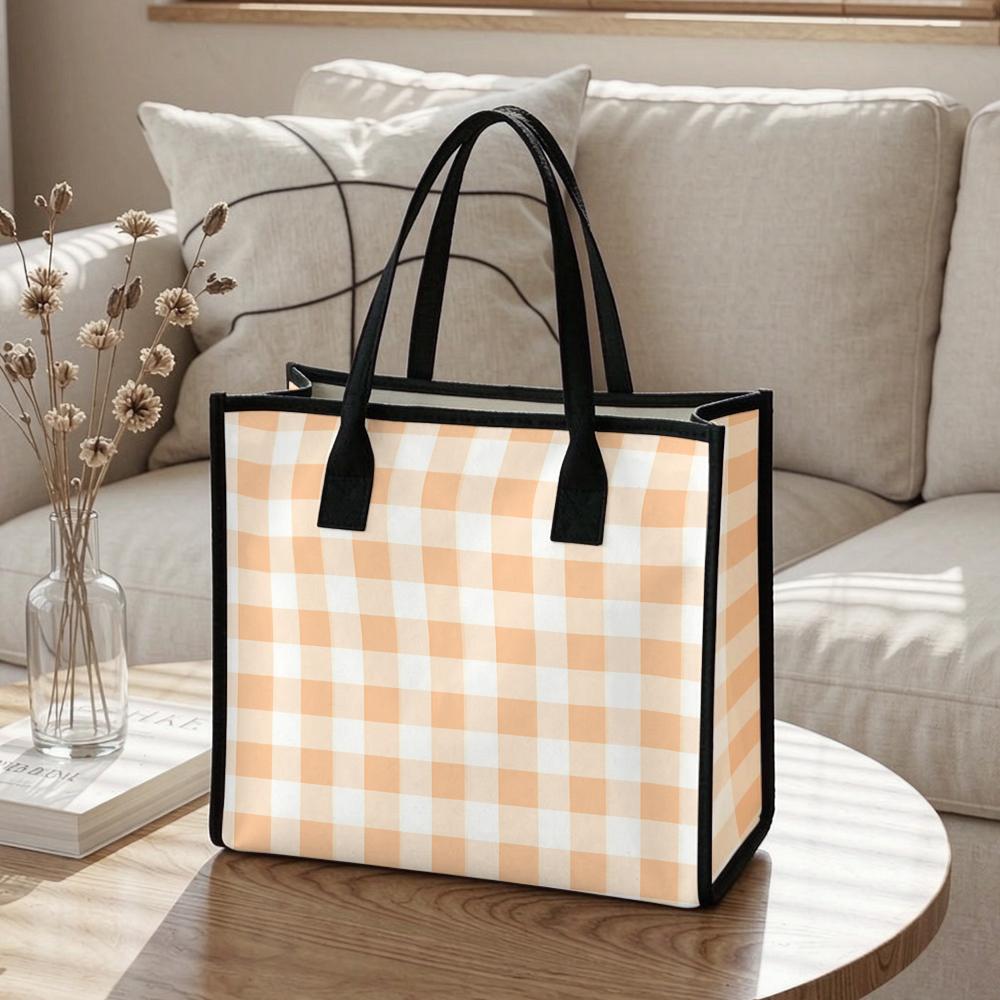 Gingham Tote Bag Fashion Casual Large Capacity Daily Use Handbag for Women