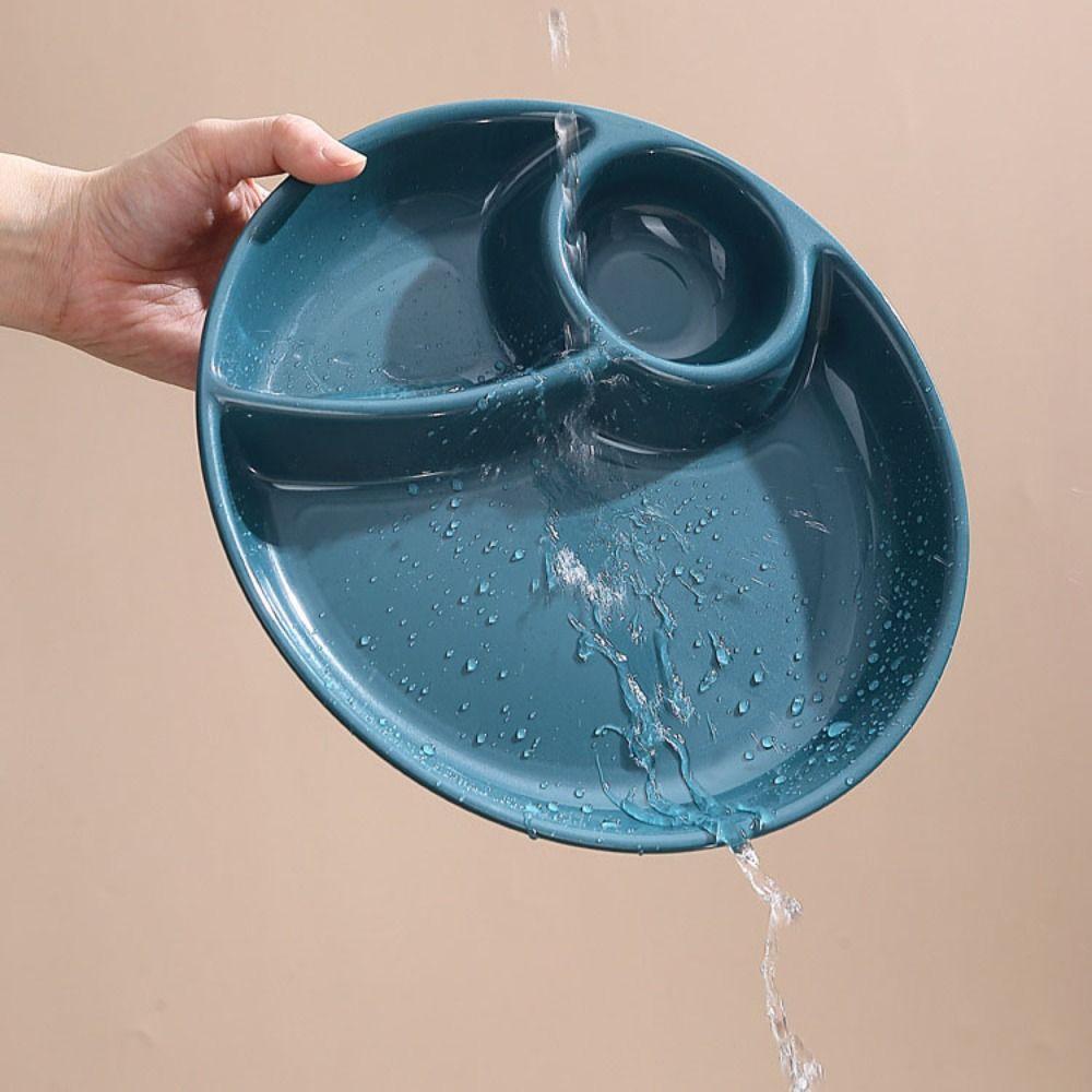 2pcs Round Food  Plate Plastic Meal Measure Dish Portable Divided Dinner Plate  Kindergarten