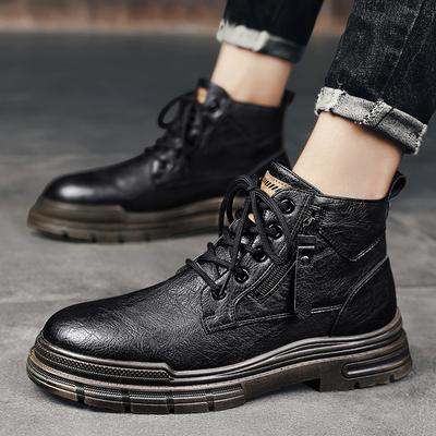 Martin Boots Men's 2025 New Spring High-top Leather Boots Men's Thick-soled Wear-resistant Outdoor Tooling British Style Short Boots