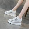 Fashion 8cm Women Genuine Leather Sneakers Platform Pumps White Black Wedge Hidden Heel Hook Spring Autumn Bling Shoe Winter Ankle Boots