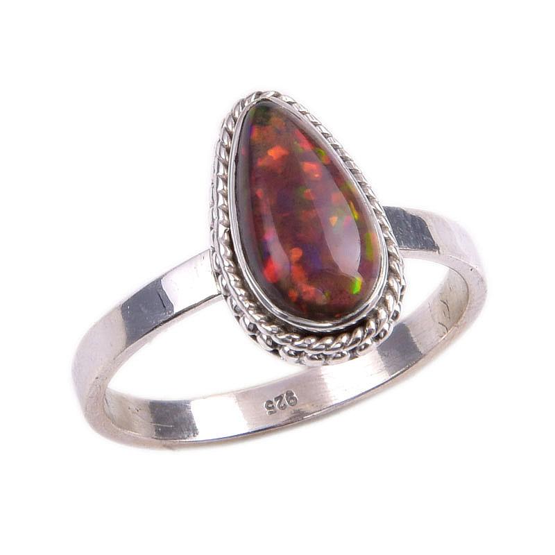 Natural Ethiopian Opal Gemstone 925 Solid Sterling Silver Jewelry Ring S.8 M2G29