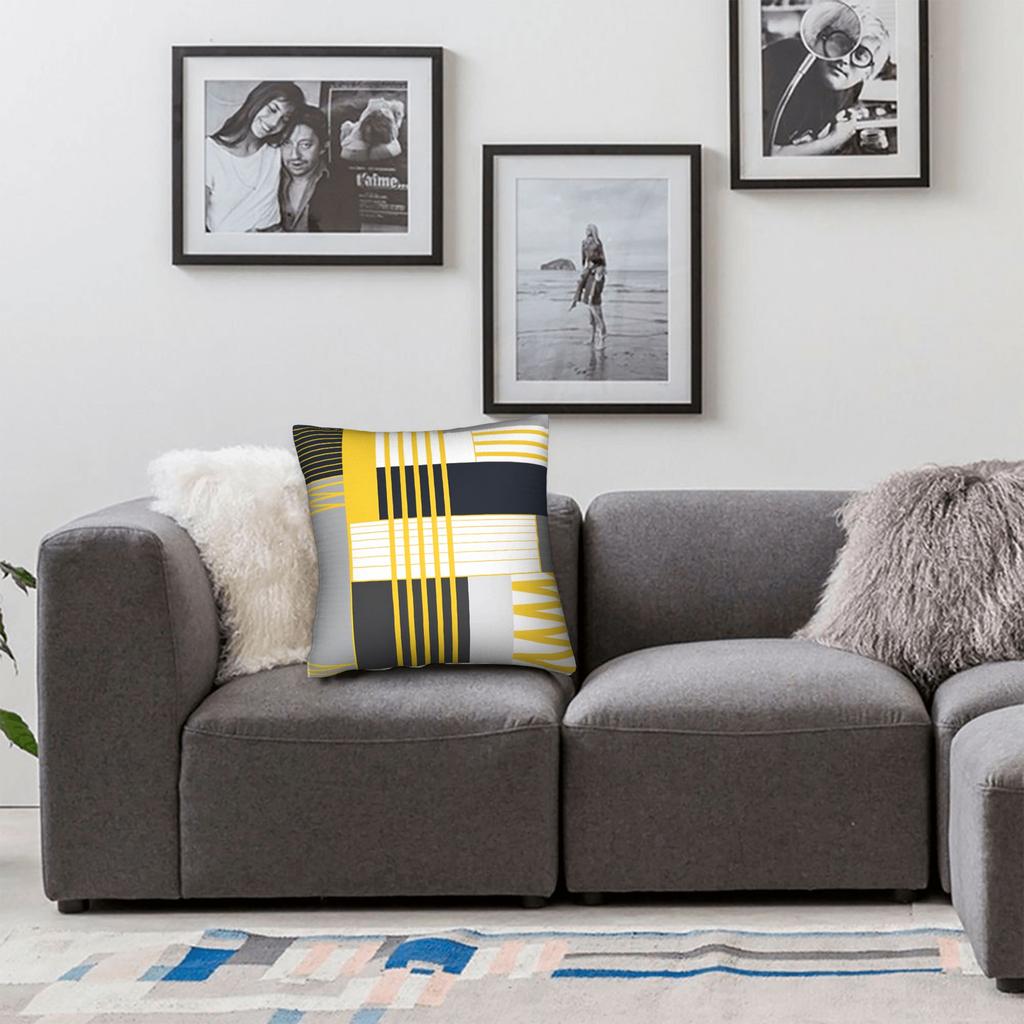 Yellow Grey Geometric Pillow Case Cute Funny Pillow Cover Soft Pillowcases For Living Room Sofa