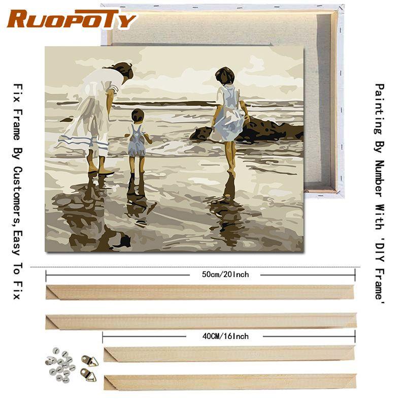 RUOPOTY DIY Frame Seaside Girl DIY Painting By Numbers Figure Oil Painting Wall Art Canvas Painting For Home Decors Diy Gift Art