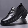 Fashion Leather Shoes Men Business Formal Casual Shoes Students Thick Bottom Lace Up Round Head Non-slip Comfortable Outdoor Shoes