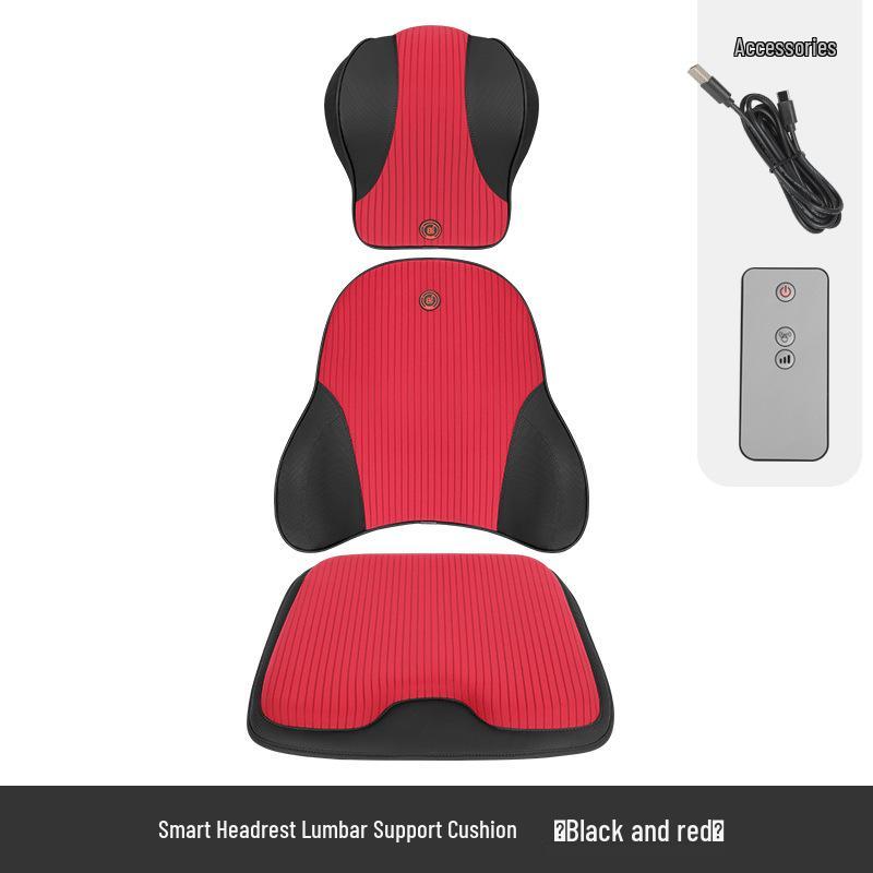Electric Massage Lumbar Support Pillow - Memory Foam Car Seat Cushion with Remote Control.