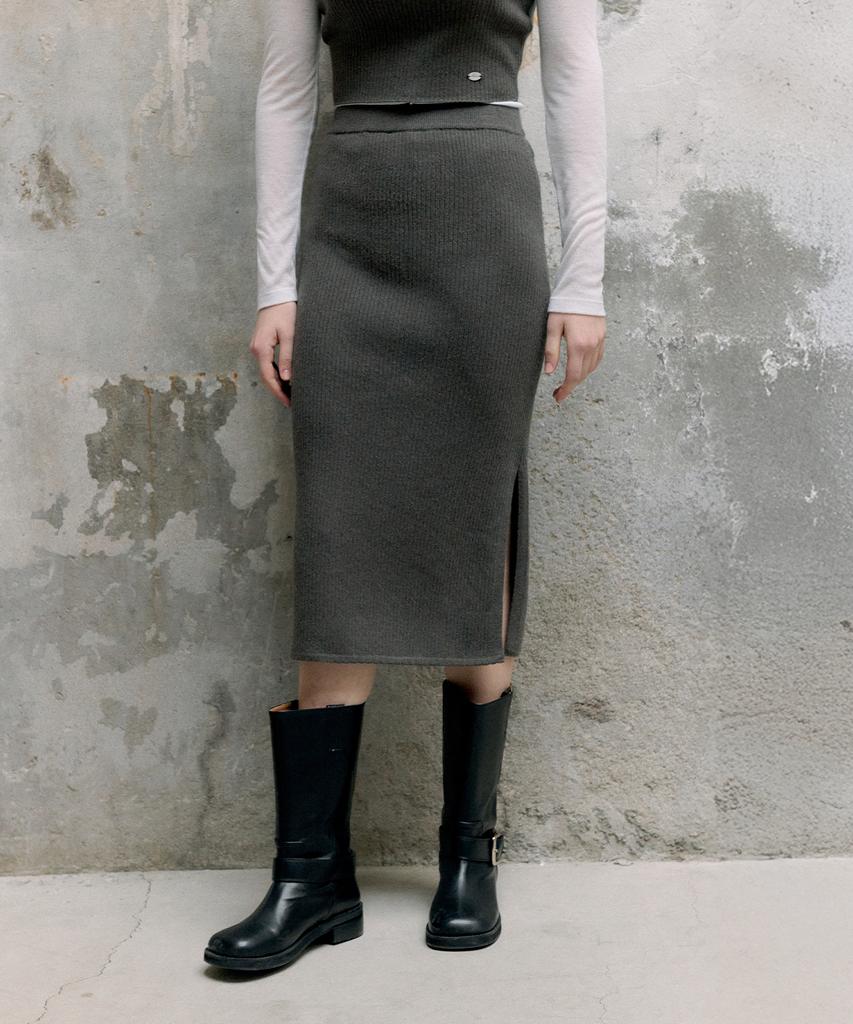 Lora Lora Scallop Knit Skirt Charcoal