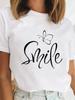 Trend Flower Style Cute Graphic Print TShirts Fashion Crew Neck Sleeve Female Clothing For Unisex Casual Top Aesthetic Clothes