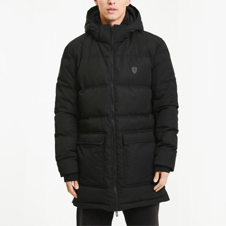 Puma Ferrari Racing Series Reflective Warm Hooded Down Jacket Men Jackets Black 597922-01