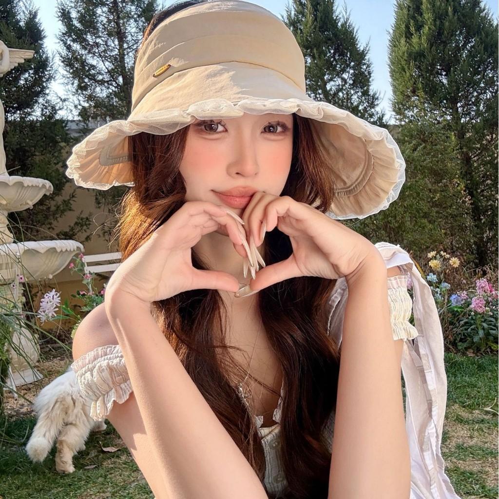 Fashionable Double Layer Mesh Sun Hat With Wide Brim For Women Sunblocking Accessory