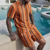 Set Due Pezzi Moda Casual Uomo Polo Manica Corta con Bavero e Pantaloncini