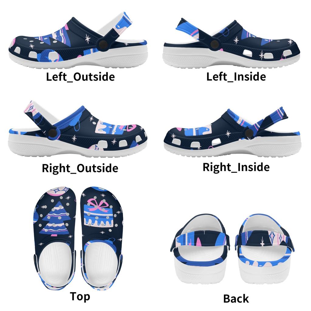 Unisex White Printed EVA Travel Clogs Breathable Soft Sole Slip On Travel Use Beach Garden Daily Walking Beach Sandals Home Use