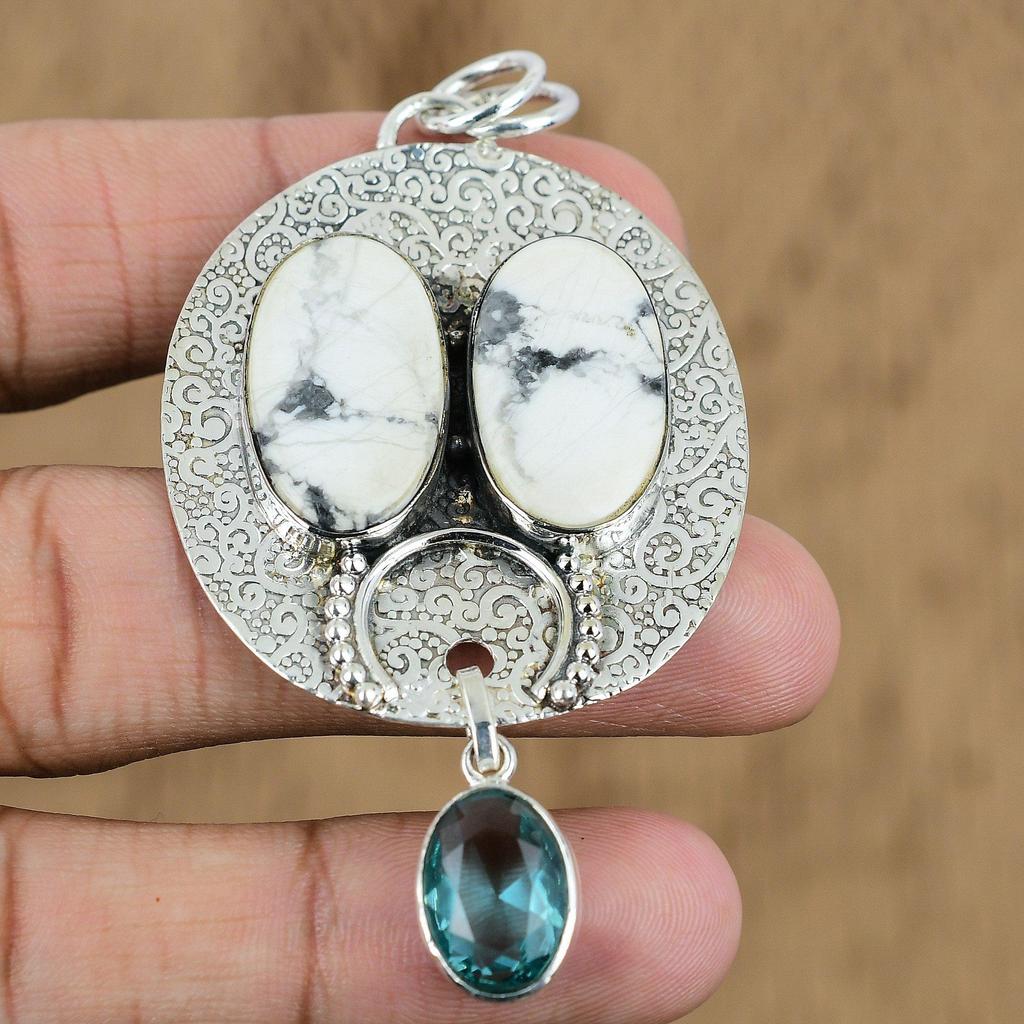 Gift For Women Jewelry Pendant 925 Sterling Silver Natural Howlite Gemstone