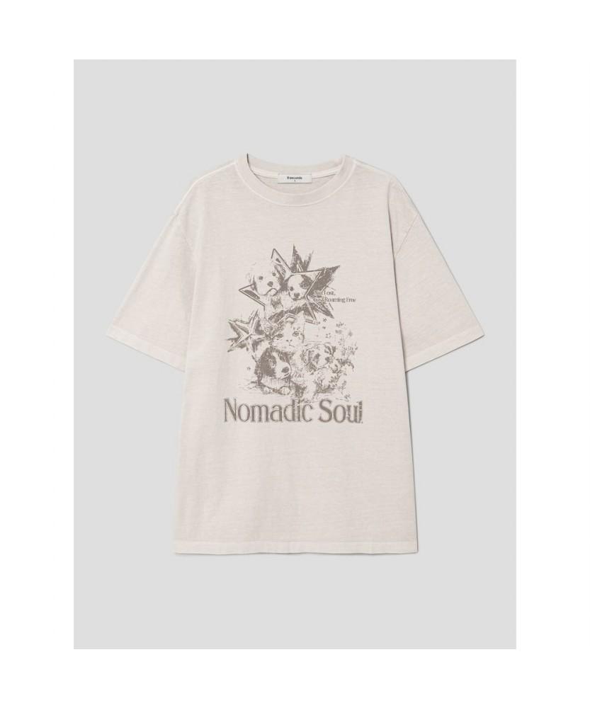 8SECONDS Grunge Oversized Dyed Graphic T-Shirt Beige