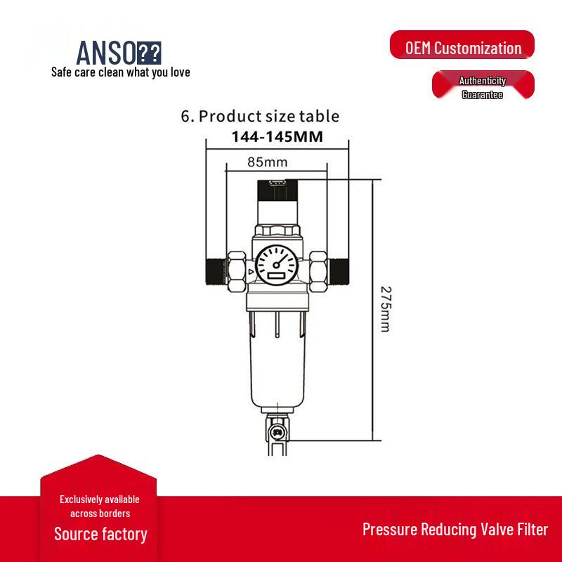 Brass Pressure Reducing Valve Pre-filter for Whole House Water Purification