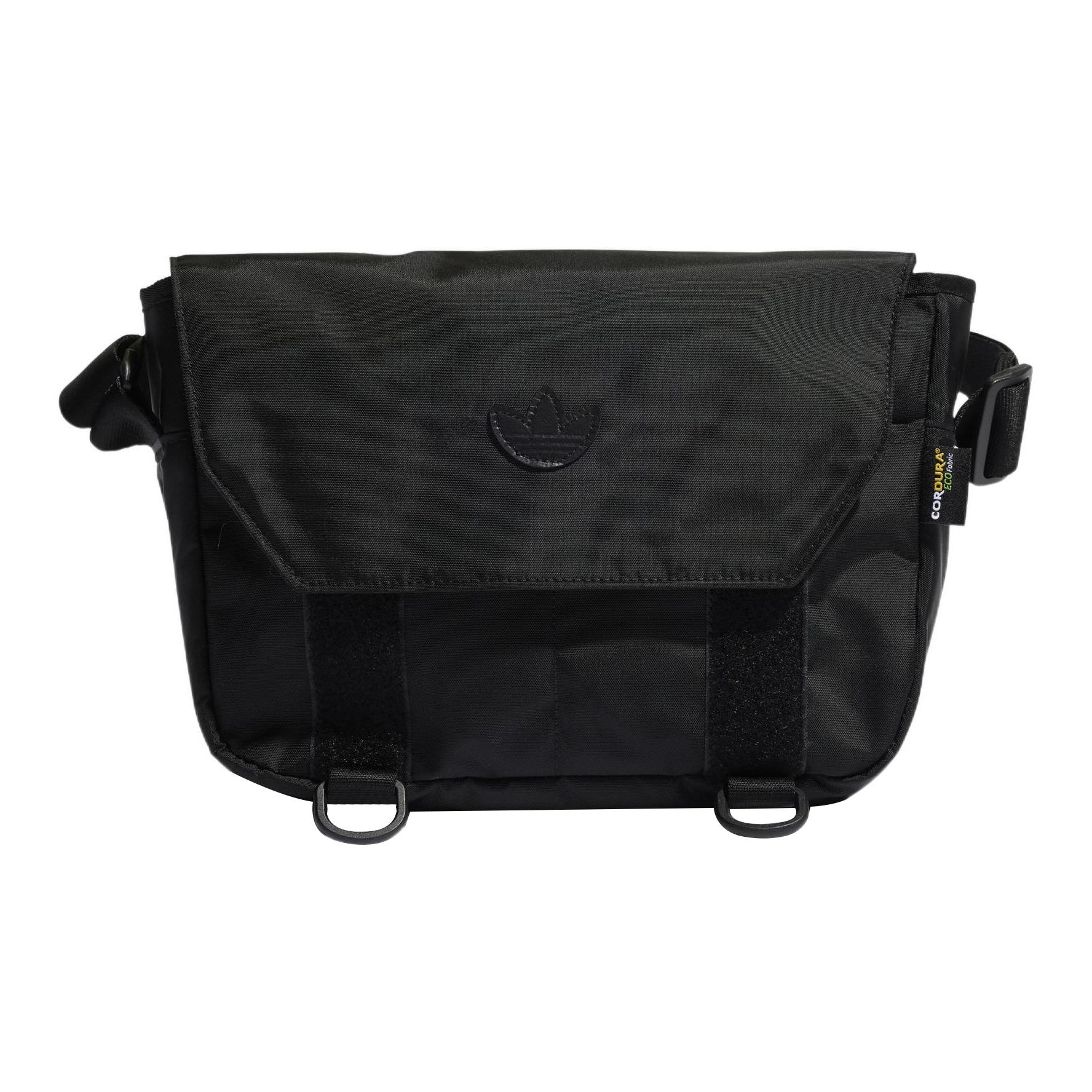 Adidas Originals Trefoil Brand Embroidered Logo Adjustable Shoulder Strap Fabric Nylon Messenger Bag Crossbody Bag Small Unisex bags Black HL6697 Pure Black