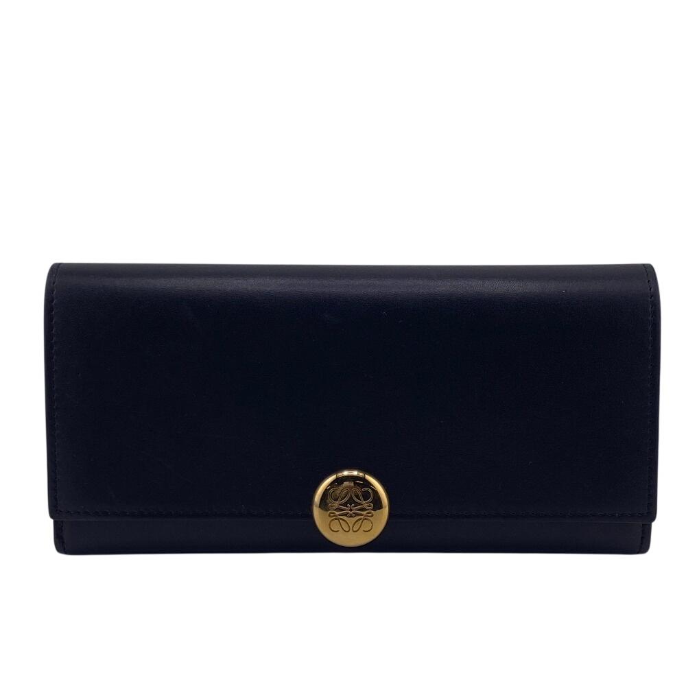 

LOEWE anagram leather Pebble Continental Wallet Purse black leather unisex Used