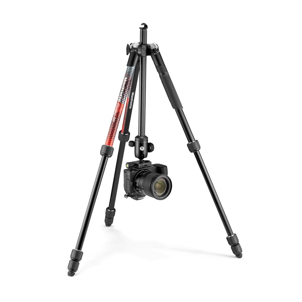 Manfrotto Element MII Travel Aluminum Tripod 8kg Load Maximum Height Folded Ball Carrying JP A00015BMN Tripod, 4-Section Kit, Red, Lightweight, 1.55kg