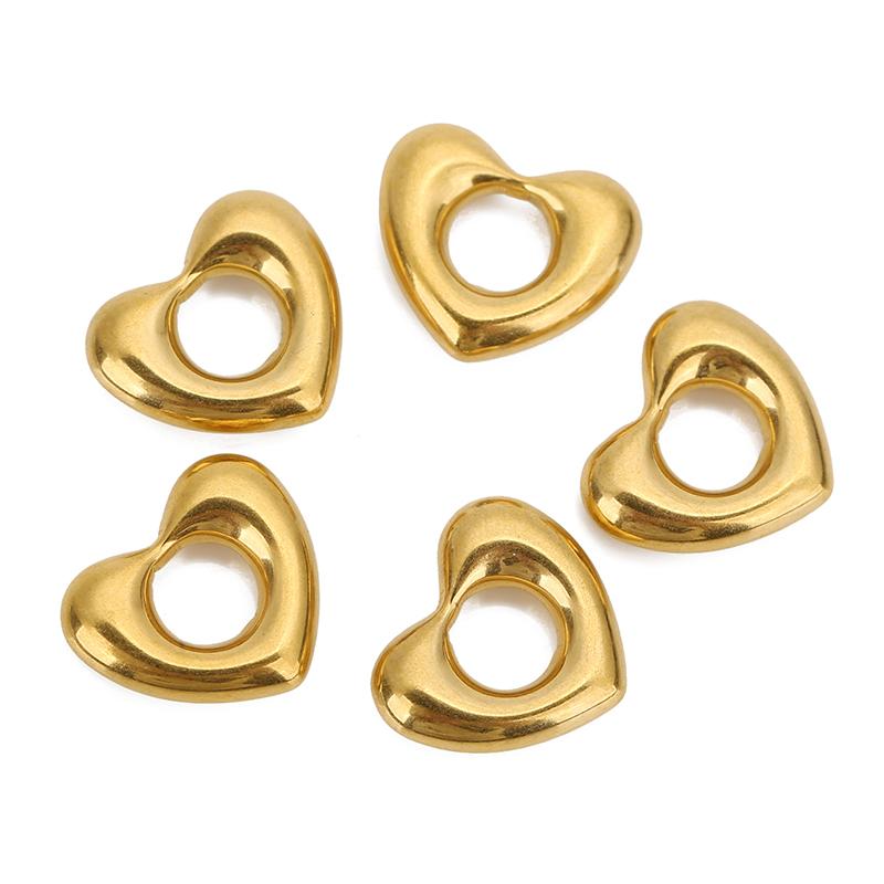5pcs Stainless Steel Big Hole Love Heart Charms Pendants for Women Earrings Necklace Bracelets Jewelry Making Supplies Findings