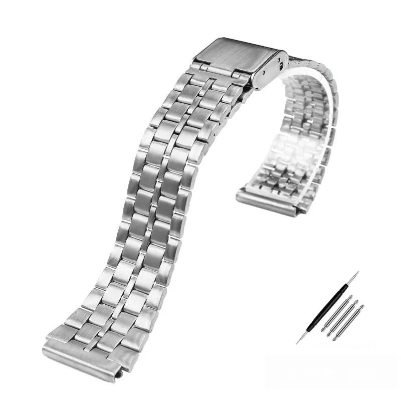 For Casio A158 / A159 / A168 /A169 /B650 /AQ230/ 700 Classic Small Square Silver Block Metal Strap Fine Steel Watchband 18mm