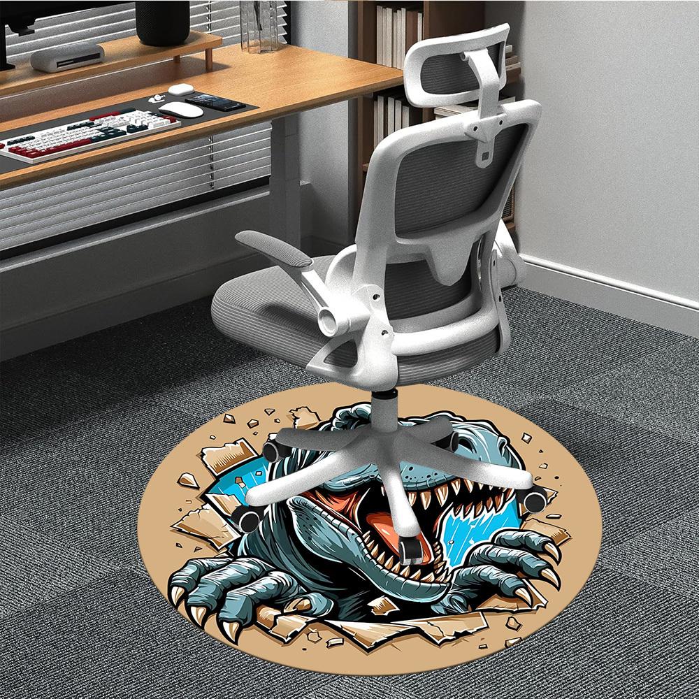 1pc Dino Breakthrough Office Round Area Rug, Under Office Chairs Bedroom Living Room Home Decor, Room Deco, Available in Various Sizes