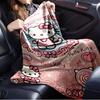 For Hello Kitty, Cute, PinkAnime-Themed Flannel Blanket, Glam Style, Digital Print, All-Season Comfort, Tear-Resistant, Knitted Craftsmanshi
