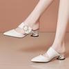 Special-shaped Heel Baotou Slippers Summer New Pointed Toe Shallow Mouth Pearl Buckle One-band Non-slip High Heels