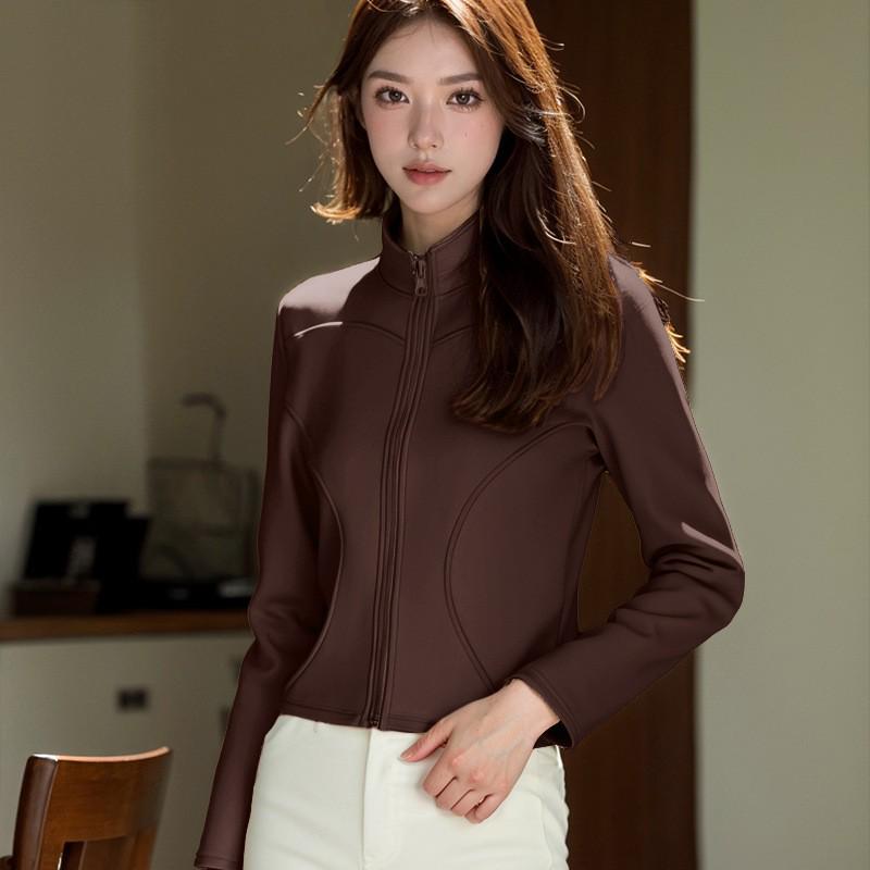 

Women s Slim Fit Velvet Yoga Jacket - Winter Pilates Fitness Wear S