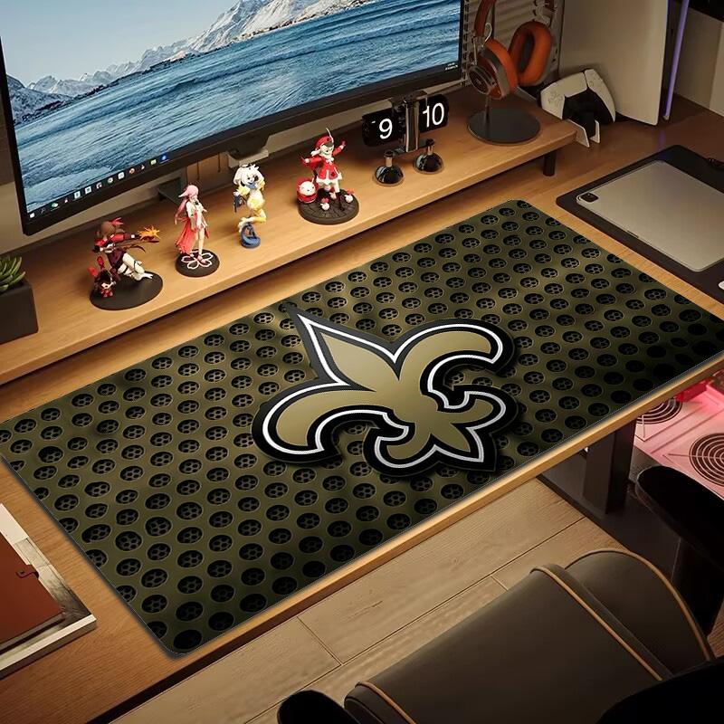 New Orleans Saints2 Druck Kissen Rutschfest Laptop Tablet Großes Mauspadd XXL Matte Mini-PC Spielmatte Mit Verriegeltem Rand