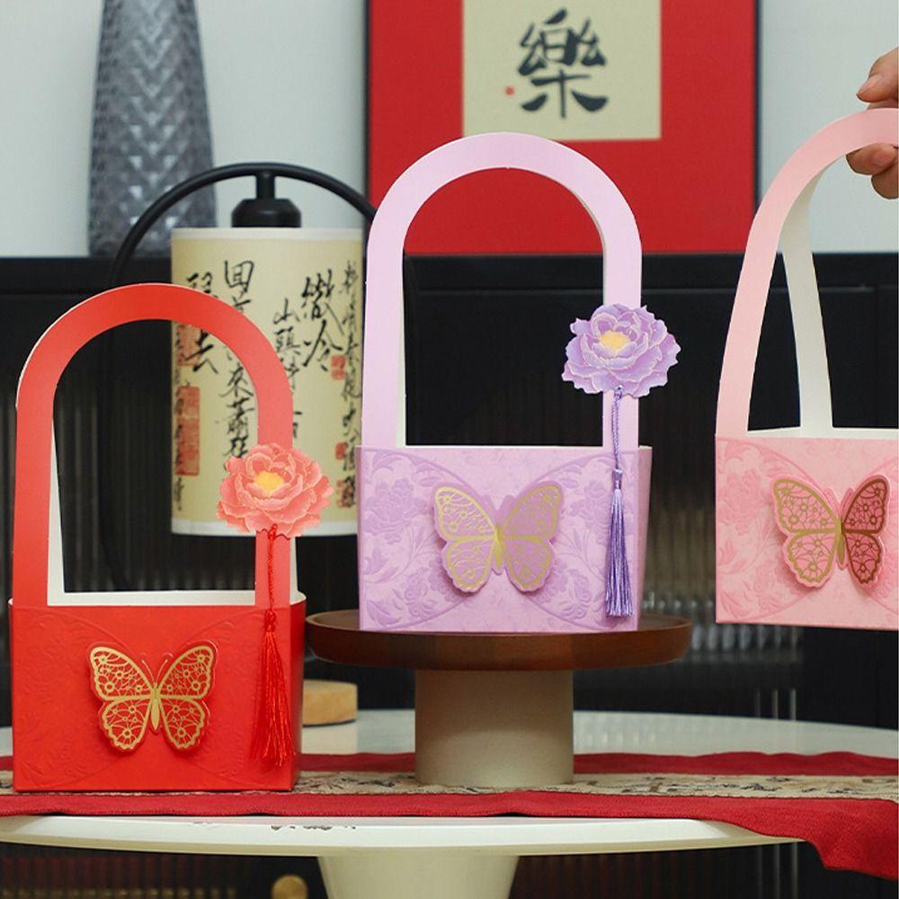 3pcs Portable Butterfly Flower Arrangement Box Paper Bouquet Wrapping Box  Valentine's Day Gift