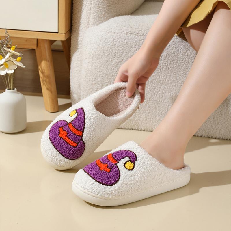 Fashion Halloween Baotou Slippers 2024 Autumn Winter New Cartoon Design Flat Bottom Anti Slip Indoor and Outdoor Wearing Cotton Shoes