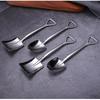 2PCS/set Stainless Steel Iron Shovel Spoon Coffee Ice Cream Spoon Engineering Shovel Retro Cute Square Head Spoon Kitchen Gadget