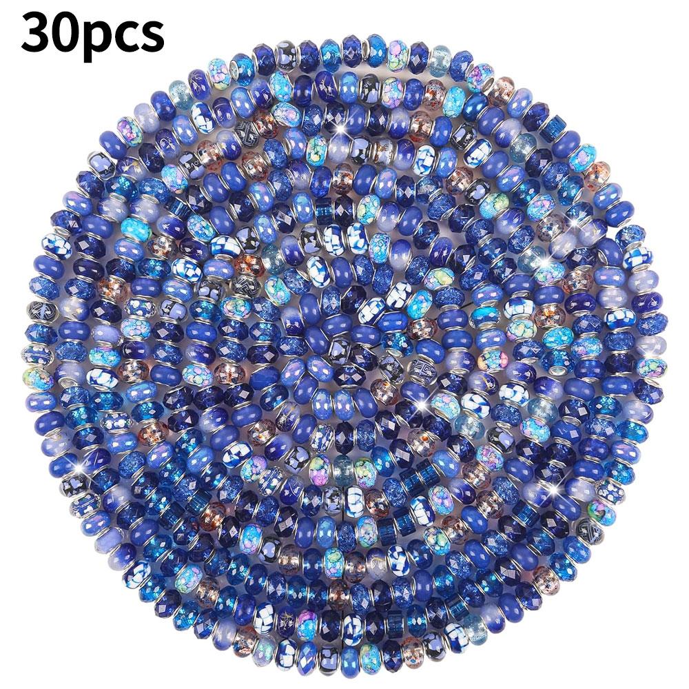 10/20/30 Stück Große Lochperle Tiefblau Europäische Stiftperle Gartenperle Beleuchtung Bastel-Abstandsperle DIY Armband Halskette Ohrringe