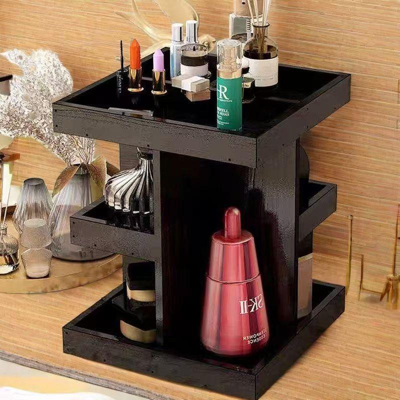360-Degree Rotating Wooden Cosmetics Desktop Dressing Table Skin Care Products Lipstick Organization And Storage Rack Layered