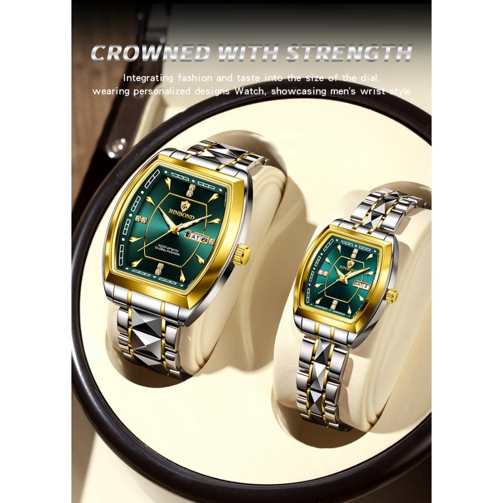 BINBOND B400 Top Brand Quartz Waterproof Watches For Men Luxury Diamond Dial Elegant Stainless Steel Luminous Business Men Watch
