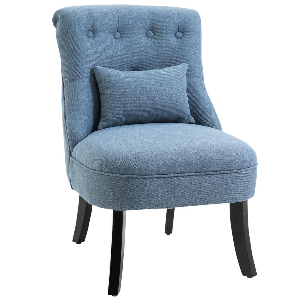 Armchair Living Room Relaxing Chair Lounge Chair Resting Chair with Back Cushion, Wooden Legs, Reading Chair with Linen Look