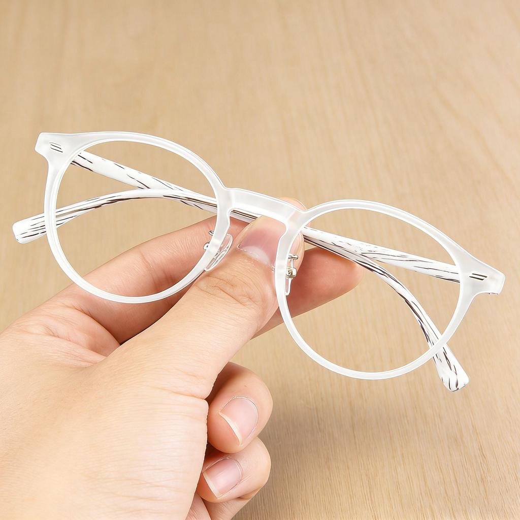 Women Korean Retro Round Frame Reading Glasses Ultra Light High-definition Anti Blue Light Presbyopia Glasses PC Frame Eyewear