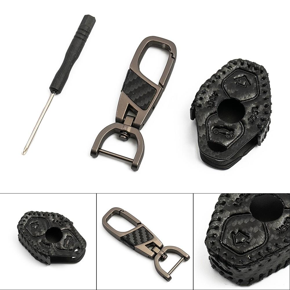 

Car Keychain Auto Leather+Zinc Alloy 2 buttons Key Cover Black Dustproof