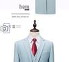 Men's Year-Round Solid Color Business Casual Two-Button Suit Three-Piece Set, Plus Size Options Available