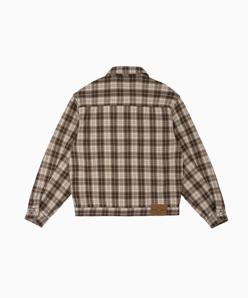 HELLO SUNRISE Hs Check Trucker Jacket_Brown