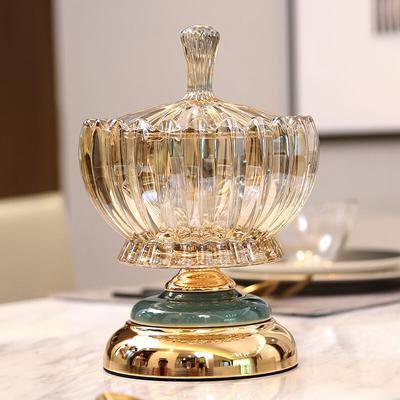 Ceramiczny słoik do przechowywania ze szkła kryształowego Dom Salon Europejski lekki Luksusowy stół Cukierki Słoik na deser z suszonymi owocami z dekoracją pokrywki