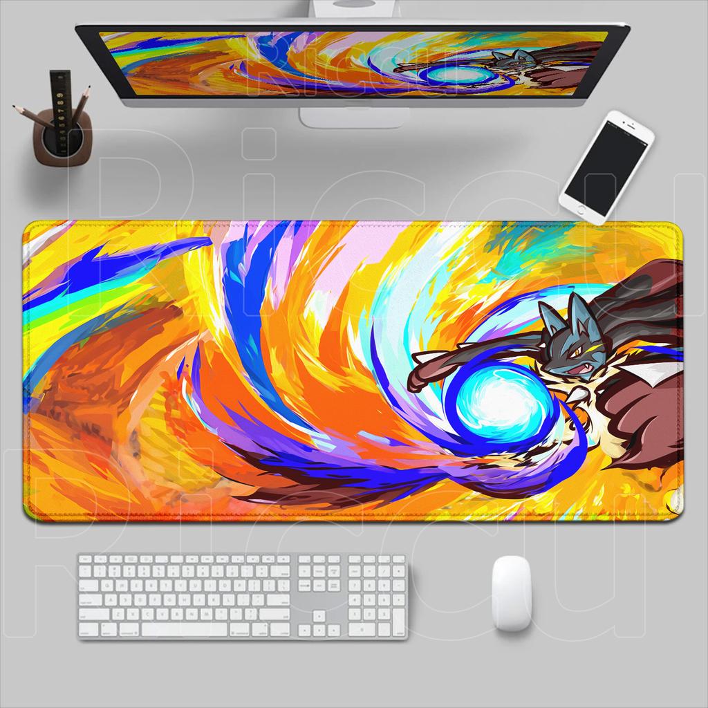 Pokemon Lucario Mouse Pad Non-slip Rubber Gaming Desk Mat Laptop Game XXL Keyboard Mice Mat Cabinet 900x400mm Mousepad HD Carpet